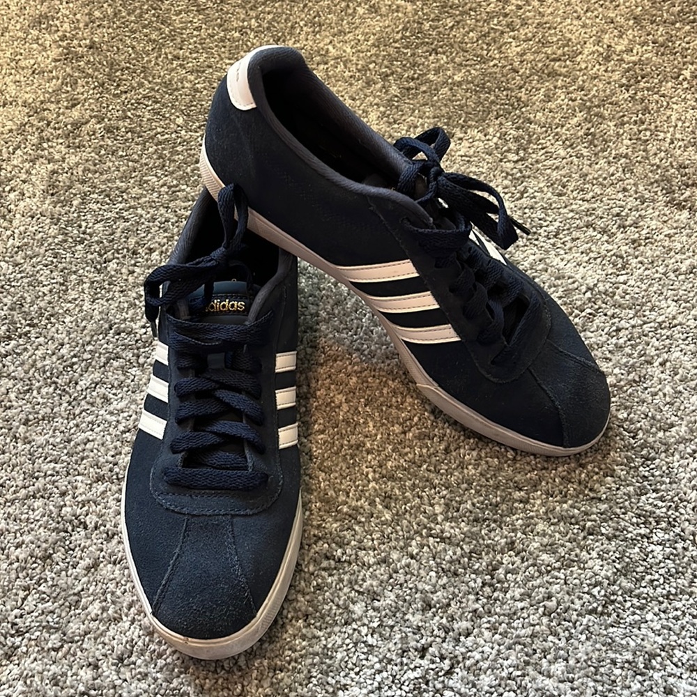 adidas Women's Navy Blue and White Sneakers